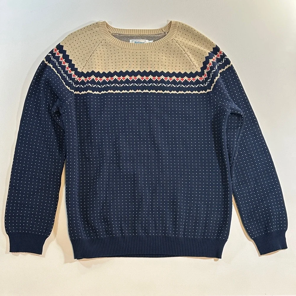 National Navy, Beige & Red Crewneck Sweater NWT Size XL